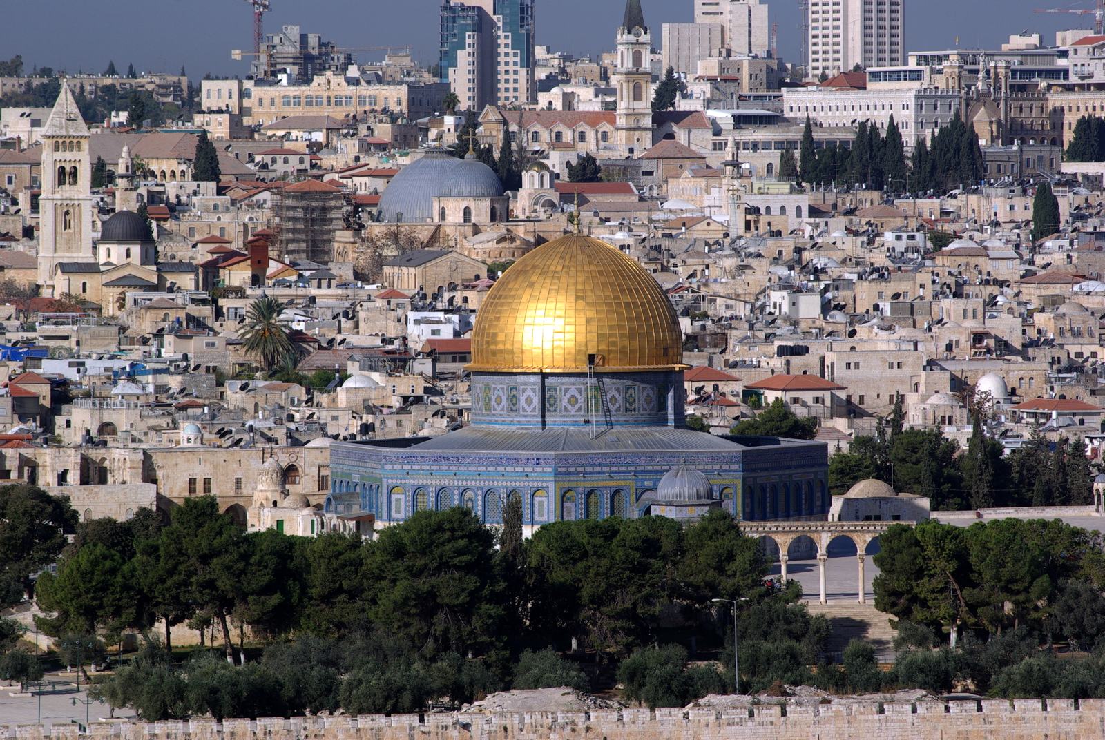 Jerusalem's Old City and the golden Dome of the Rock